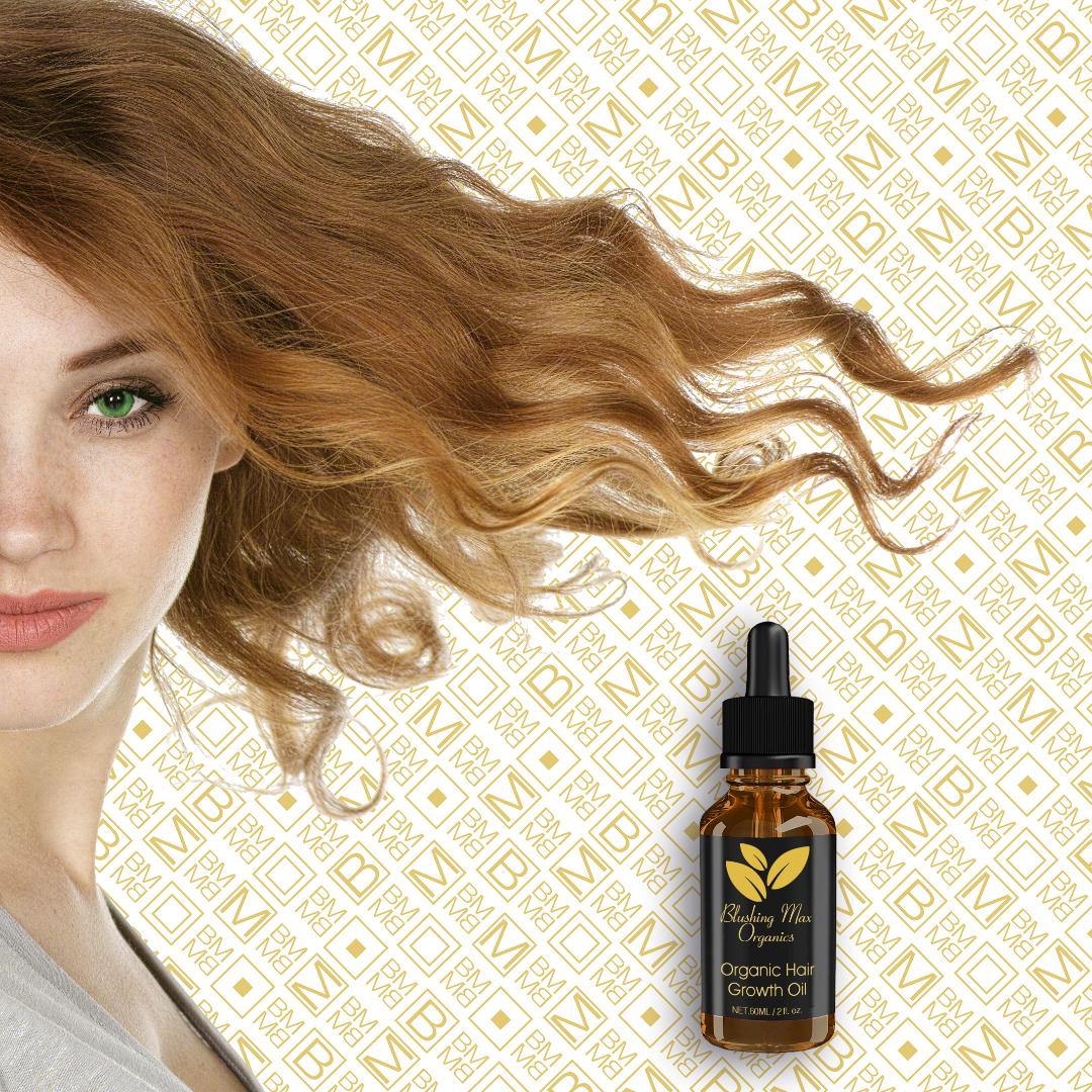 Blushing Max Organics Castor Oil, Rosemary Oil, Peppermint Oil, Coconut Oil, Ginger Oil & Biotin Hair Growth Oil with Jojoba Oil